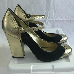 Black & Gold COACH Mary Janes